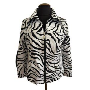 Studio Works Black & White Zebra Print Jacket With Pockets & Zipper Front - S